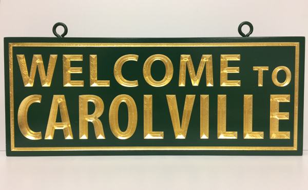 Carolville HDU Carved carved sign gold leaf carved wood sign Exterior Signs Non Illuminated Signs Carved Signs New York State Businesses Residential Signs