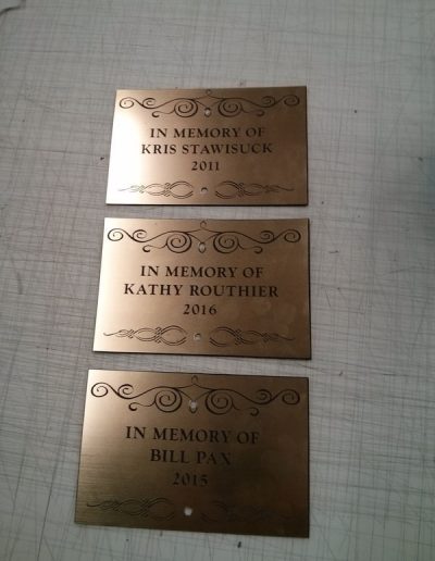 Dedication In Memory Of Plaques and Signs